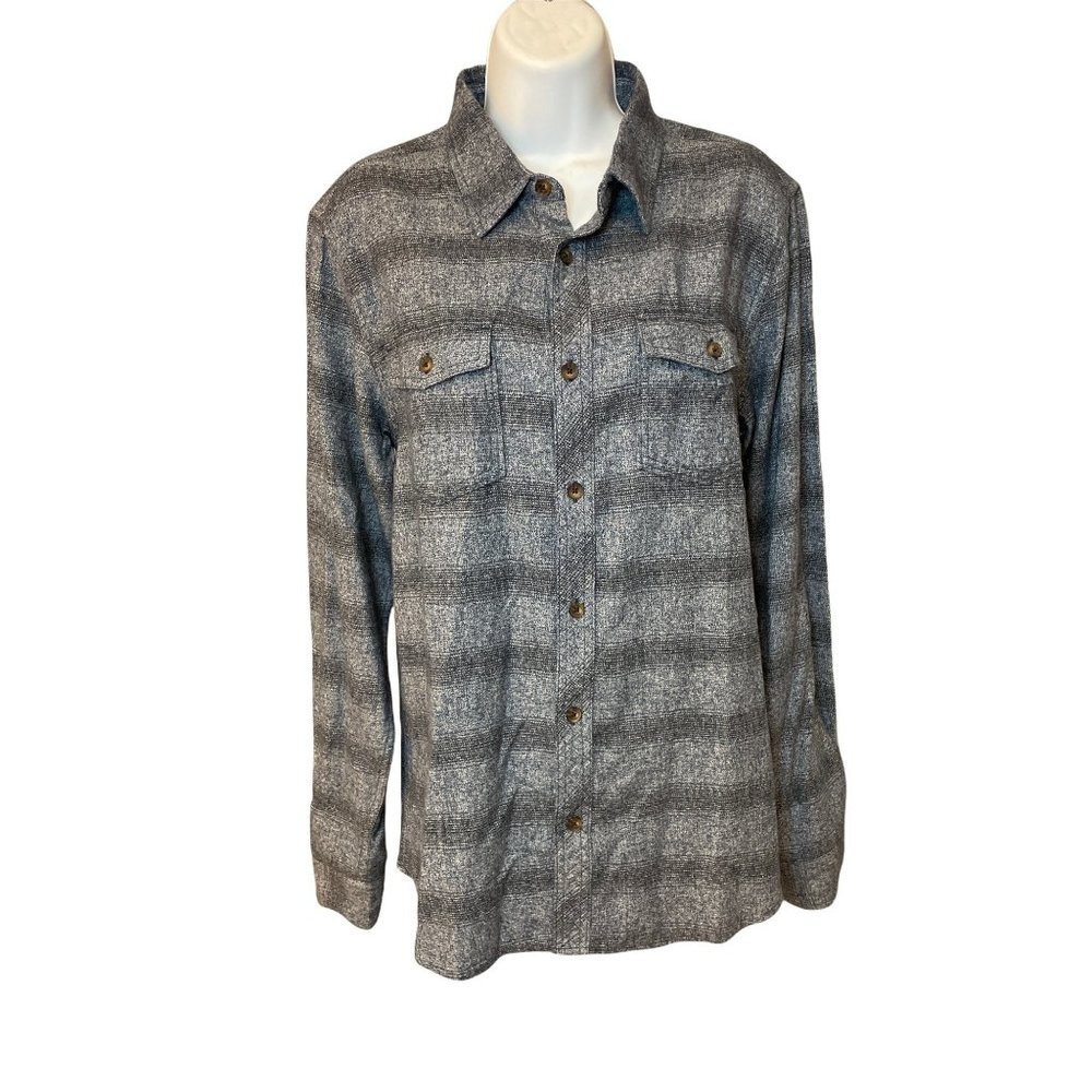 O’Neill Navy Covington Striped Flannel Button Down Shirt Sz M